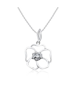 Gorgeous Flower CZ Silver Necklace SPE-3621